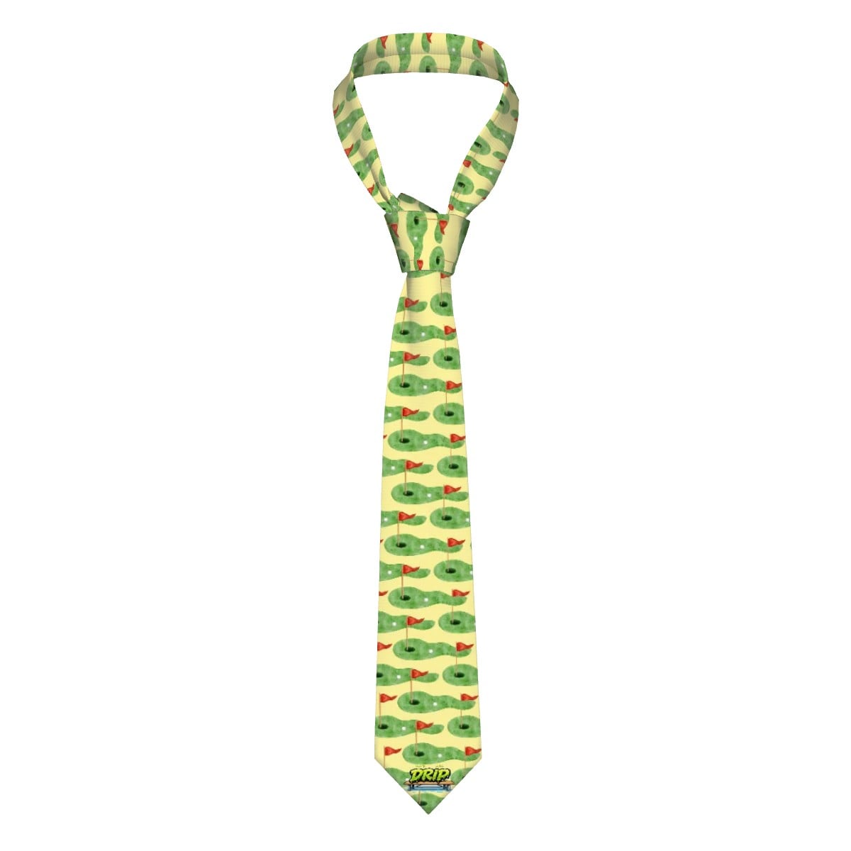 Game Day Tie - Golf Hole and Flag Yellow