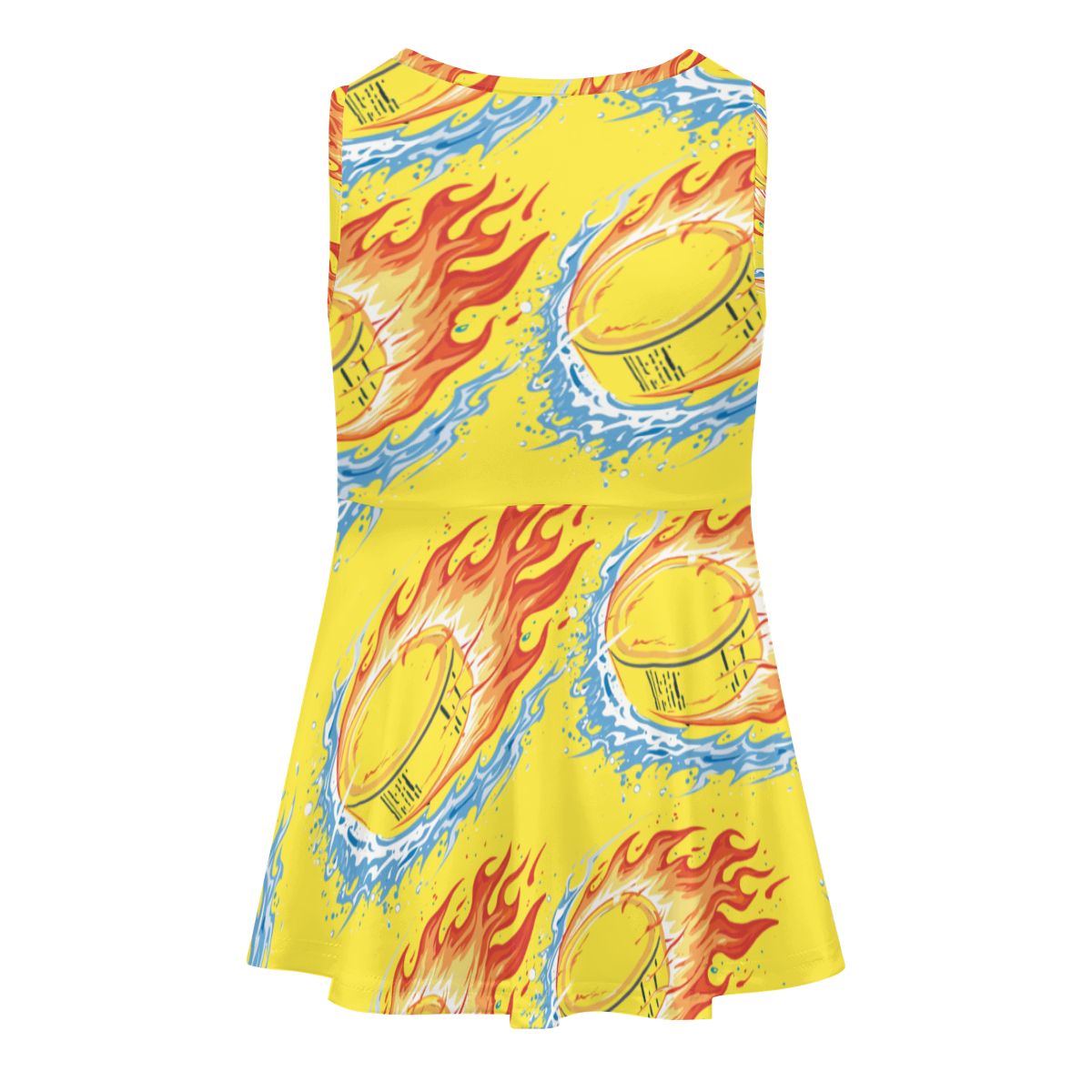 Girl's Game Day Dress - Flamin Hockey Pucks Yellow