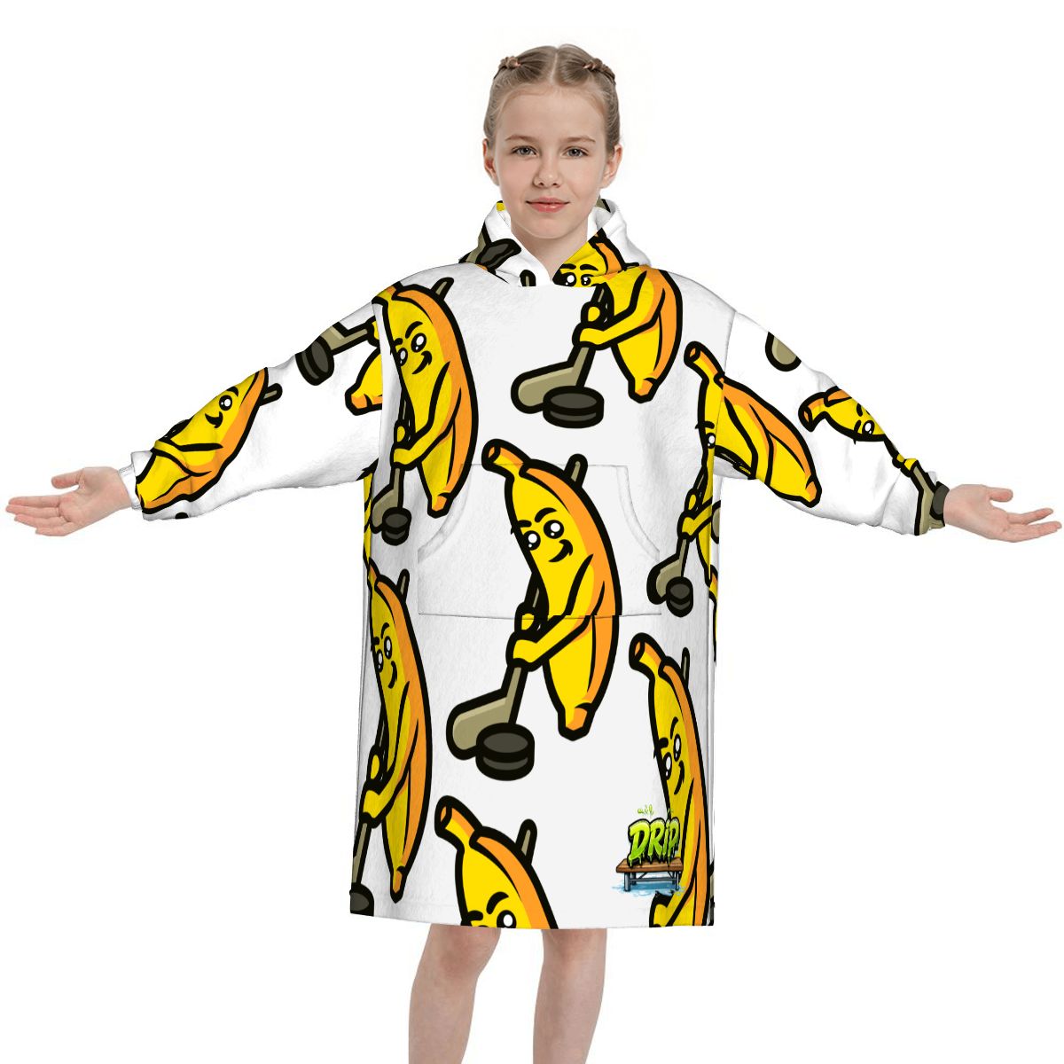 Youth Blanket Sweatshirt - Bananas for Hockey White