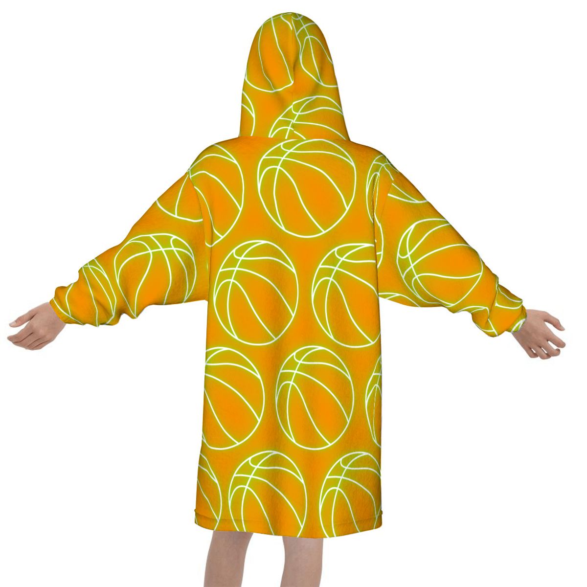 Youth Blanket Sweatshirt - Neon Green Basketballs Orange