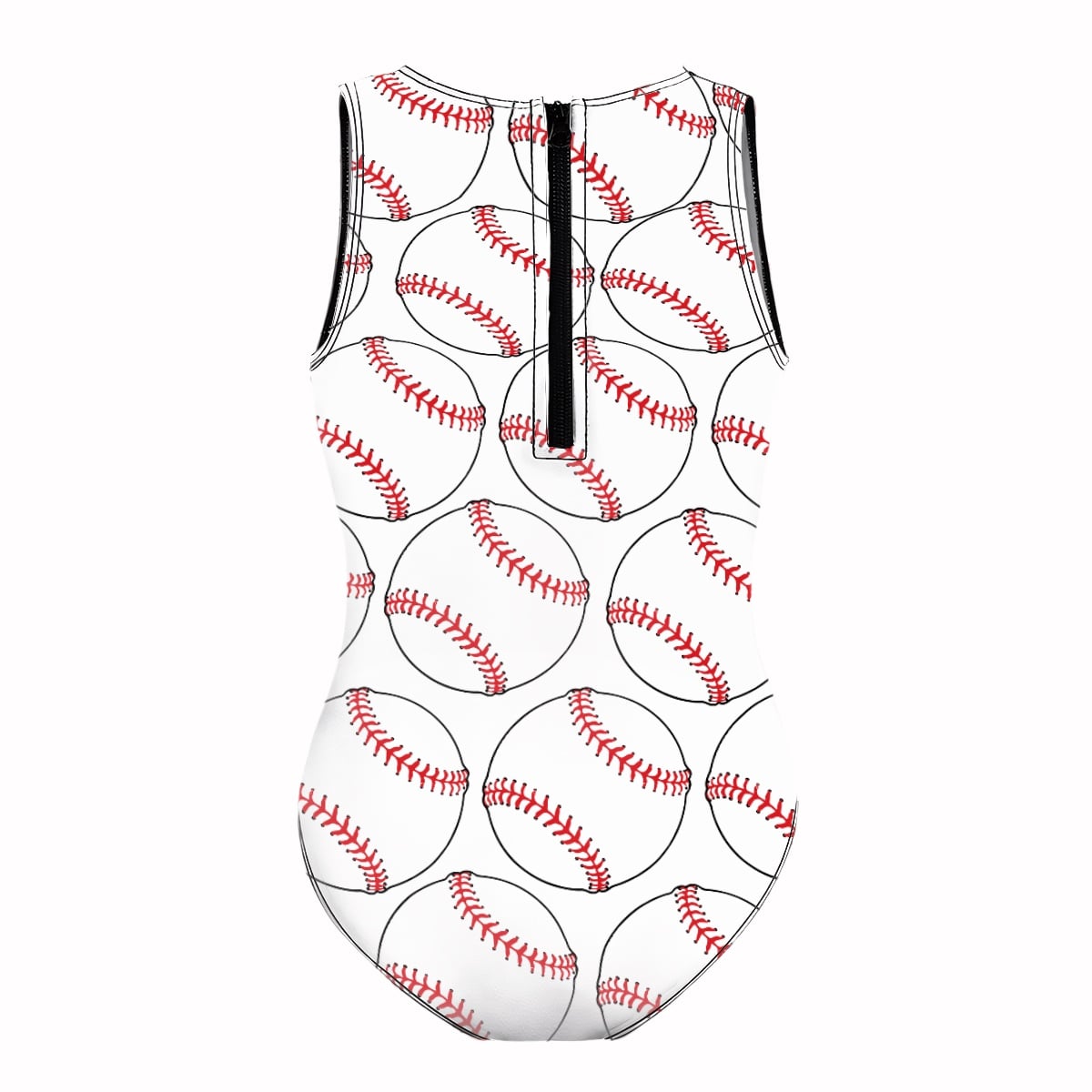 Girls One Piece Swimsuits Classic Baseball White