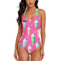 Cross-Back One Piece Swimsuit Women - Ice Cream Lacrosse Hot Pink