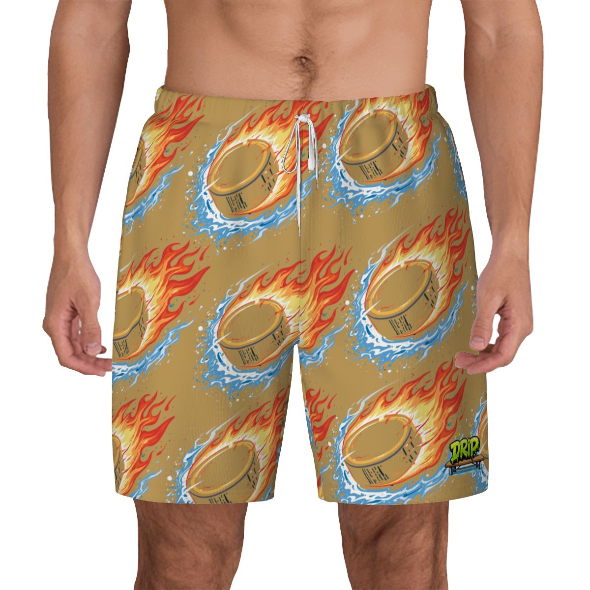 W2W Pro Mesh Hybrid Shorts - Flamin Hockey Pucks Beige
