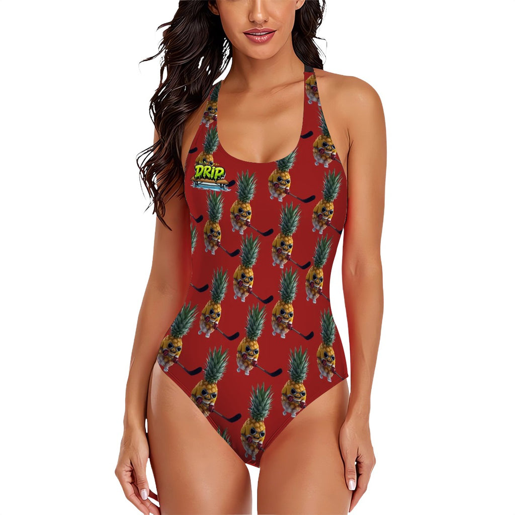 Cross-Back One Piece Swimsuit Women - Piney Snipes Classic Red