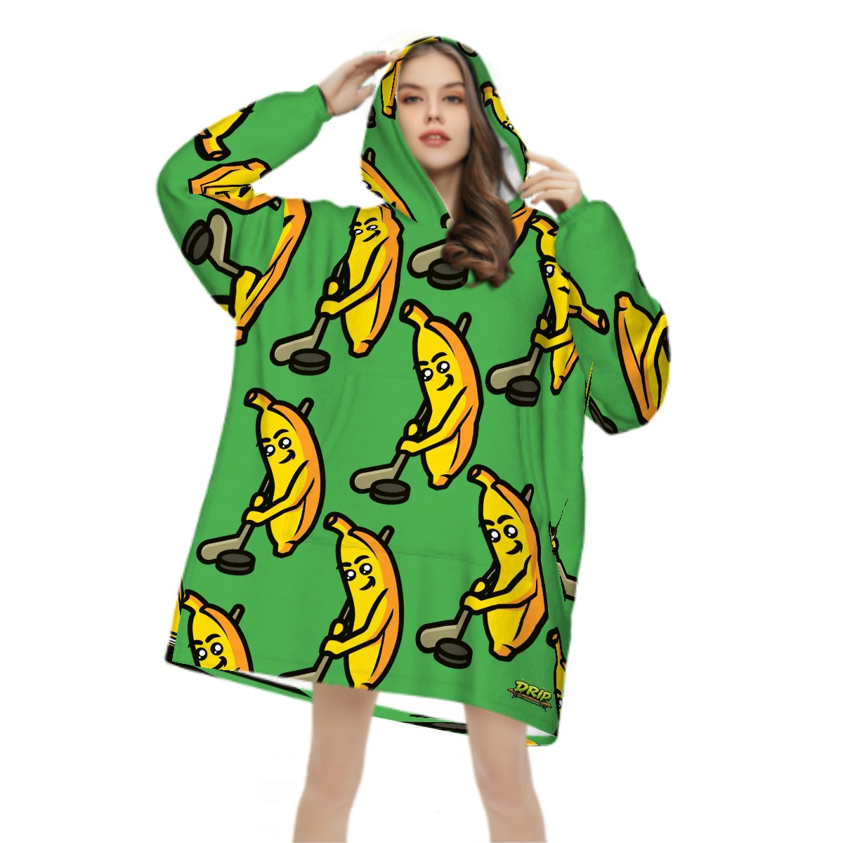 Adult Blanket Sweatshirt - Bananas for Hockey Green