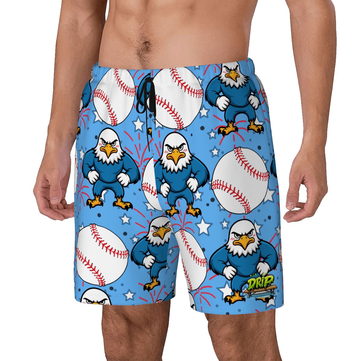 W2W Pro Mesh Hybrid Shorts - Stars and Strikes Sky Blue