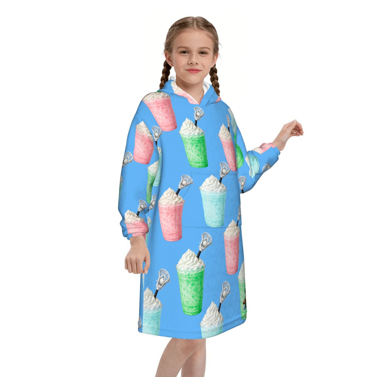 Youth Blanket Sweatshirt - Ice Cream Lacrosse Blue