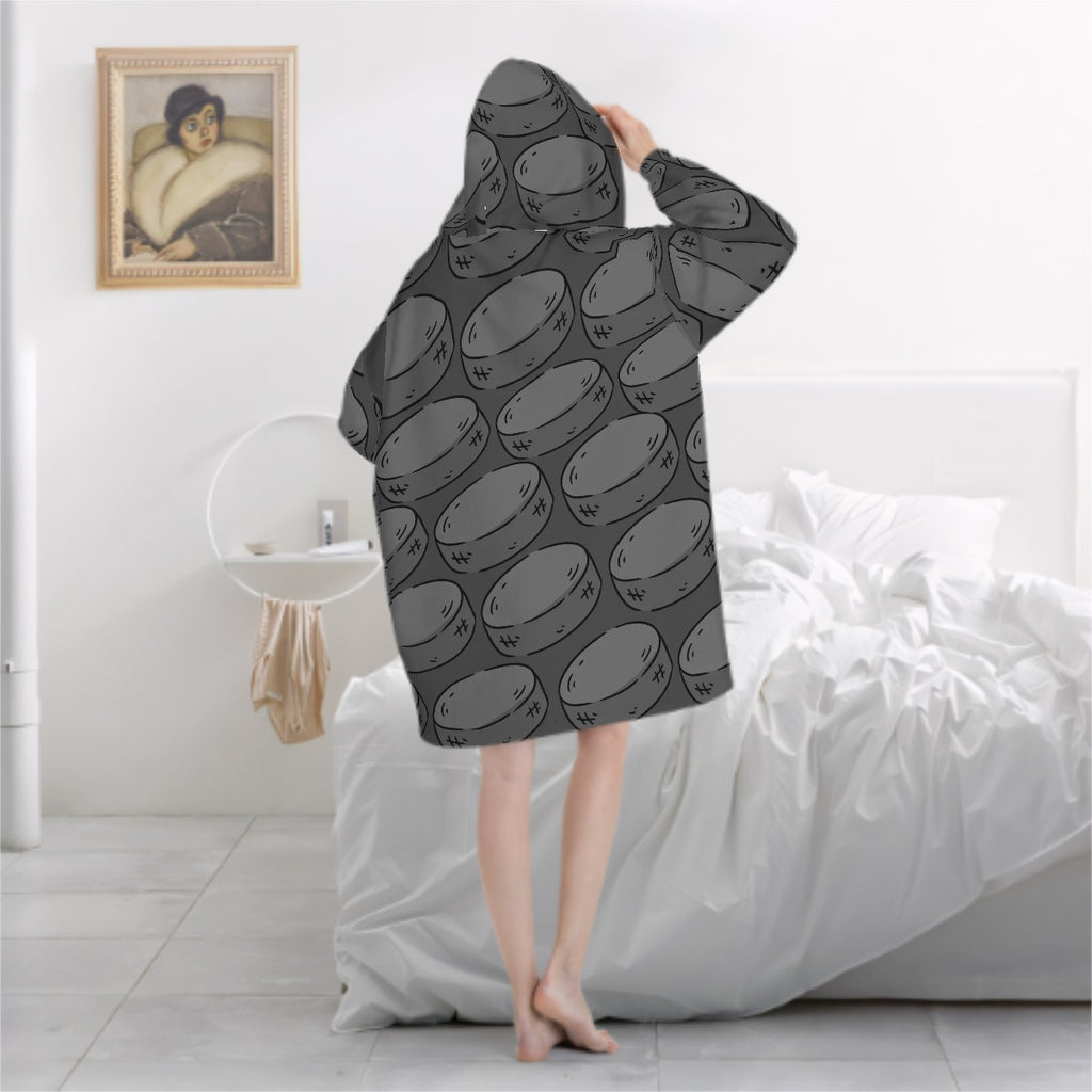 Adult Blanket Sweatshirt - Grey Hockey Pucks Grey