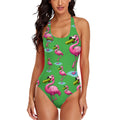 Cross-Back One Piece Swimsuit Women - Flamingo Pickle Green