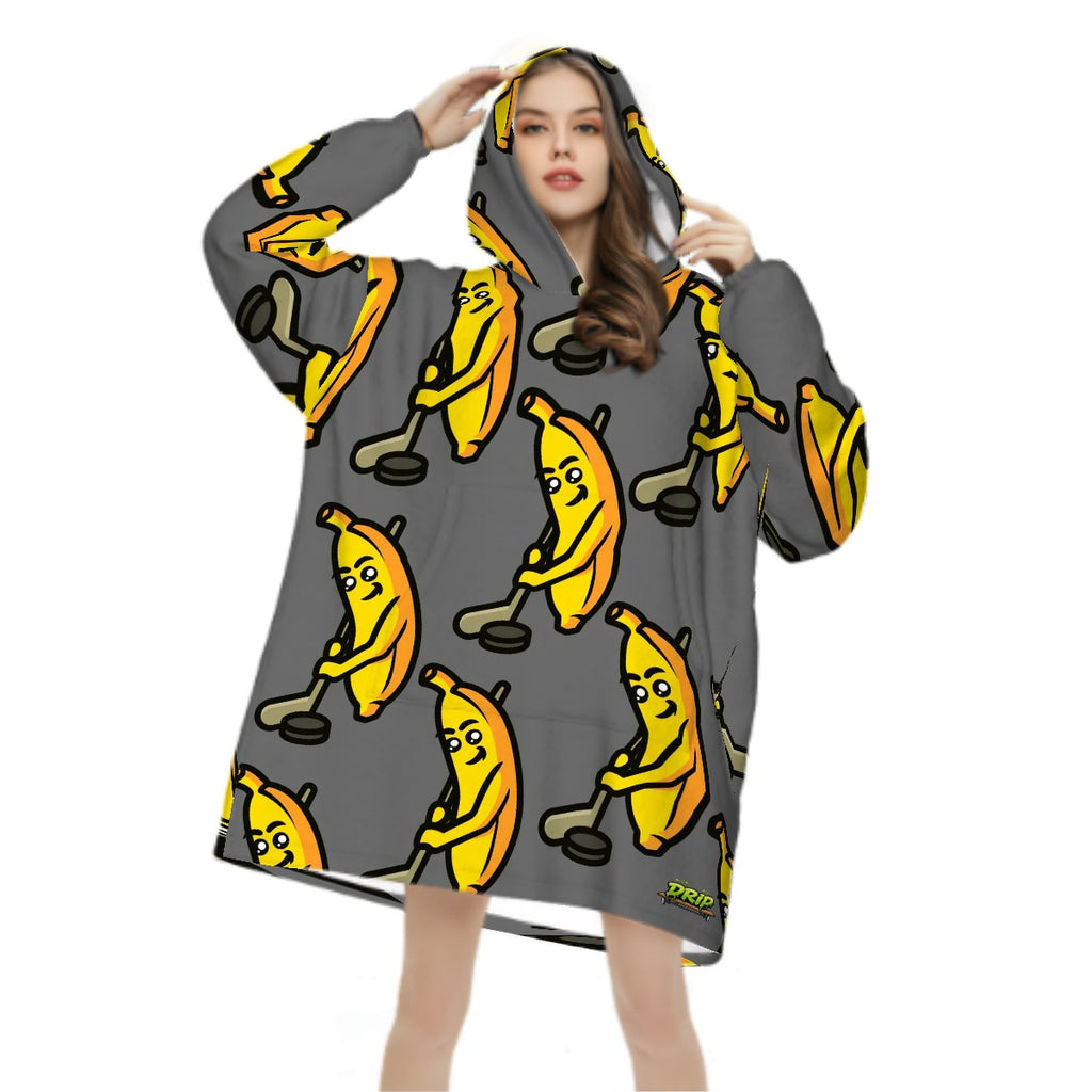 Adult Blanket Sweatshirt - Bananas for Hockey Dark Grey