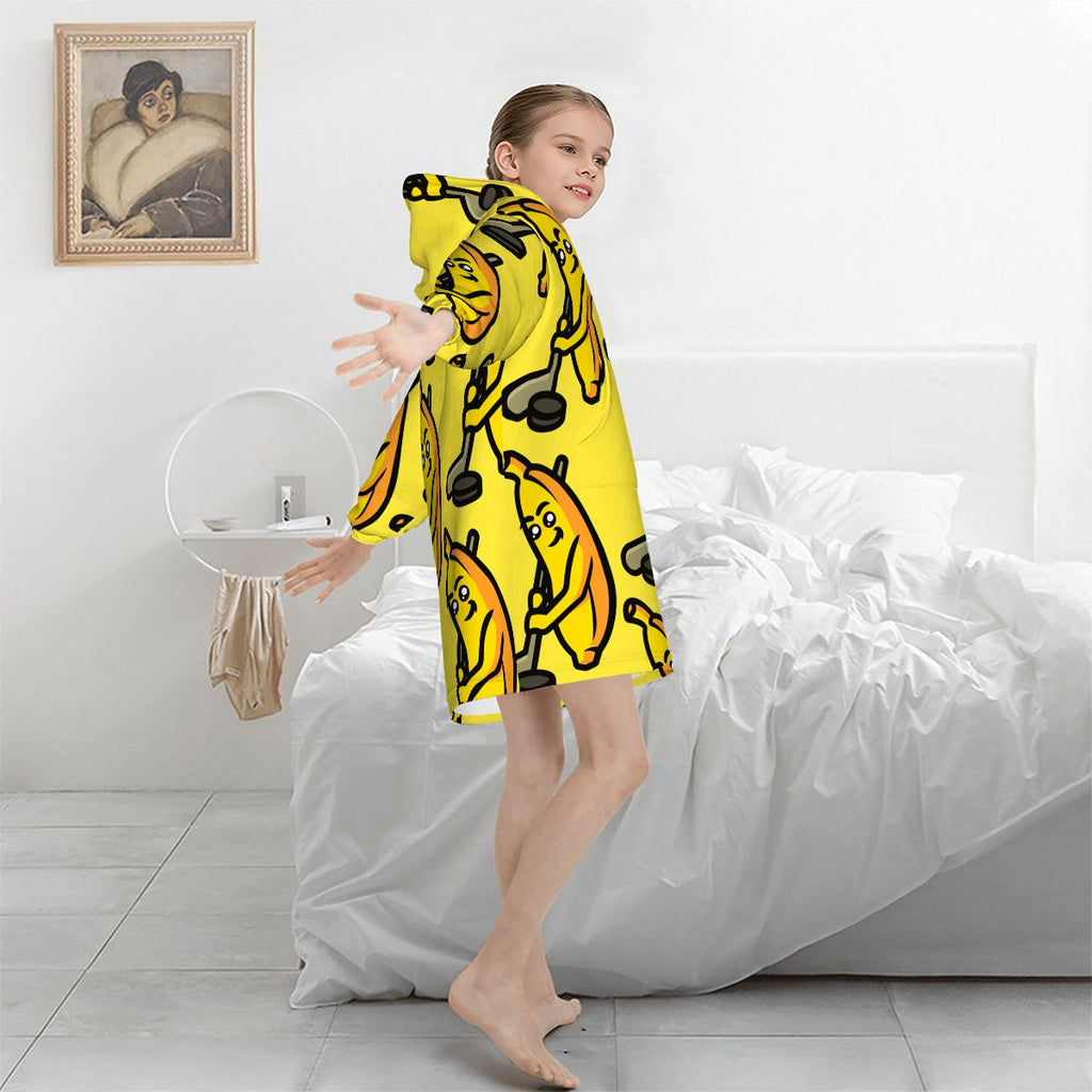 Youth Blanket Sweatshirt - Bananas for Hockey Yellow