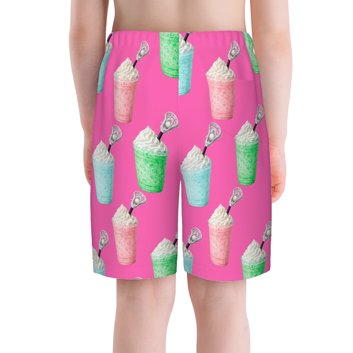 Youth Swim Shorts - Ice Cream Lacrosse Hot Pink