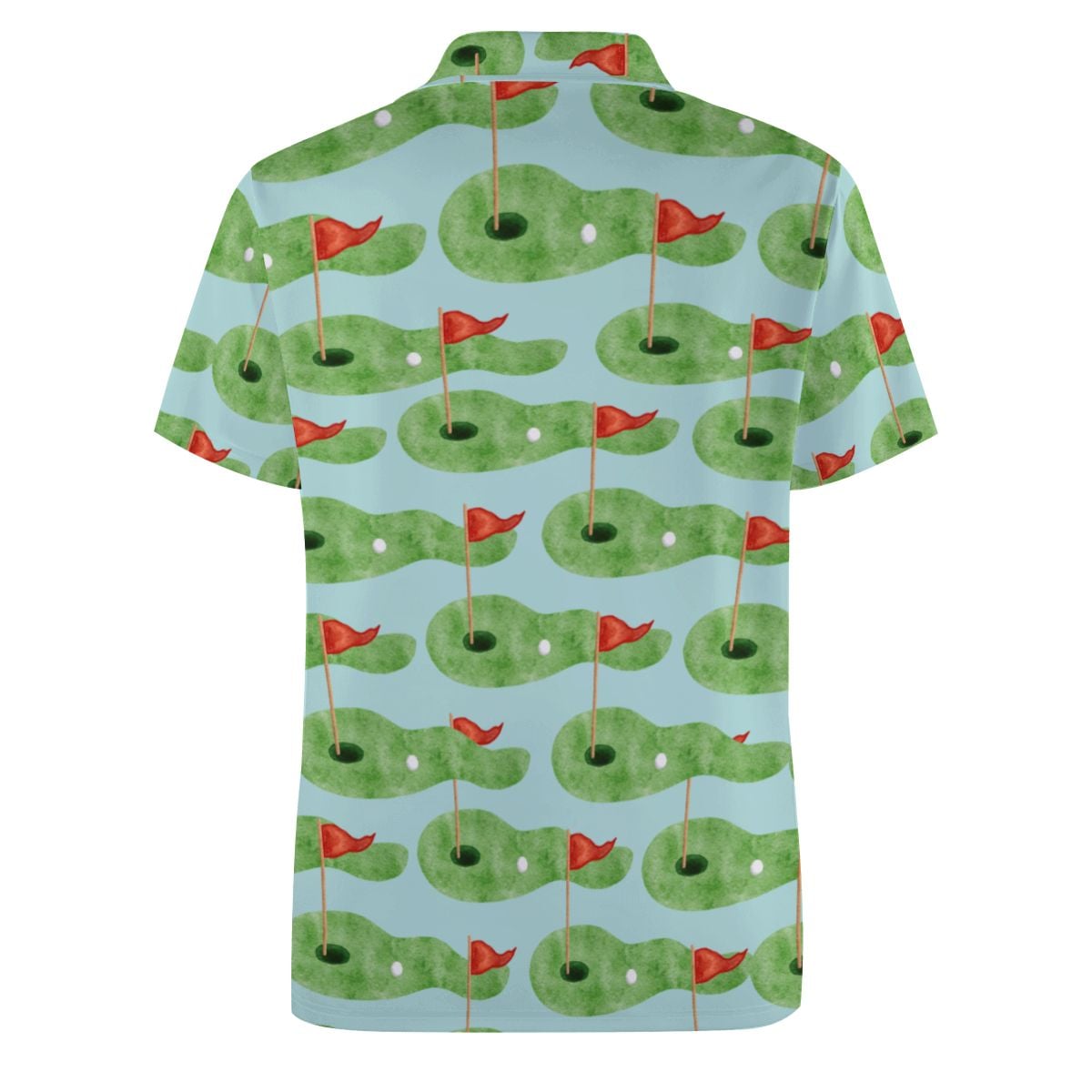 Uncle Golf Shirt - Green Hole Sketch Light Blue Green