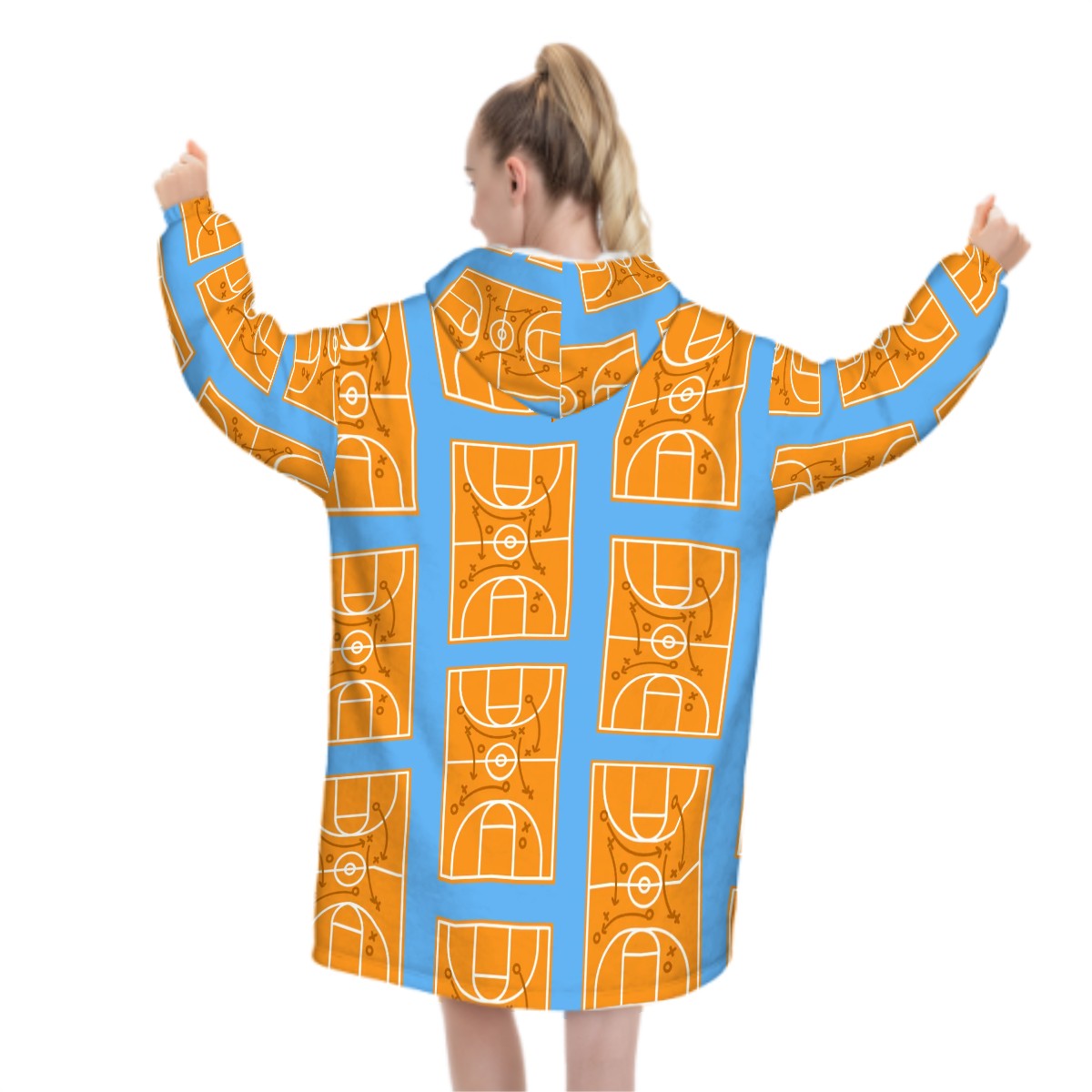 Adult Blanket Sweatshirt - Basketball Court Blue