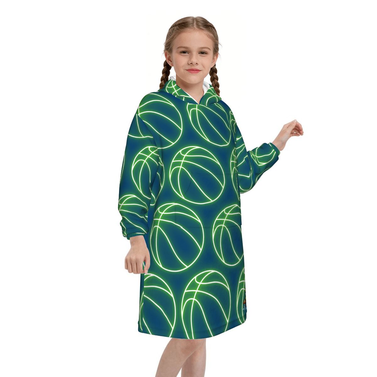 Youth Blanket Sweatshirt - Neon Green Basketball Midnight
