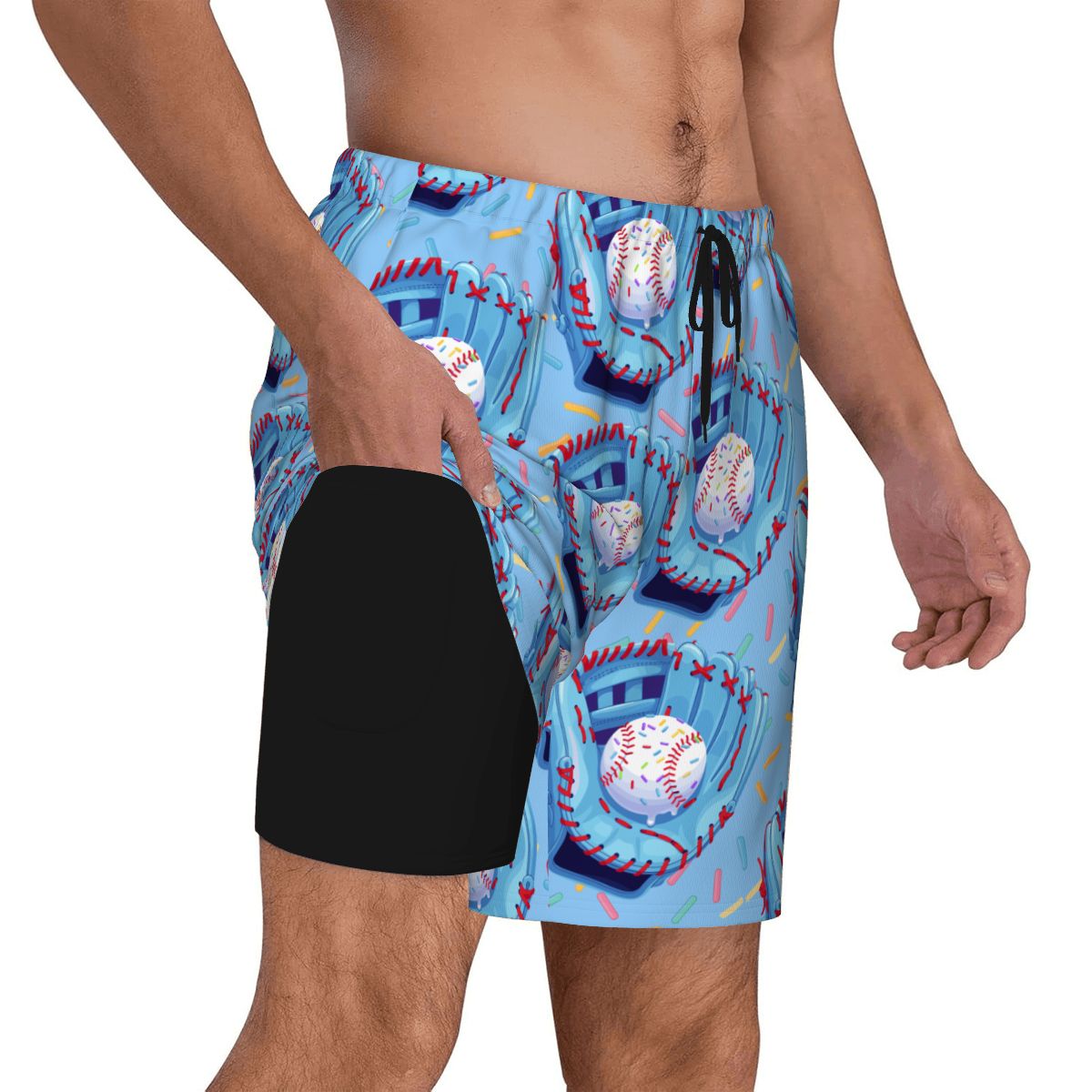 W2W Pro Mesh Hybrid Shorts - Baseball Sprinkles Drip Ice Blue