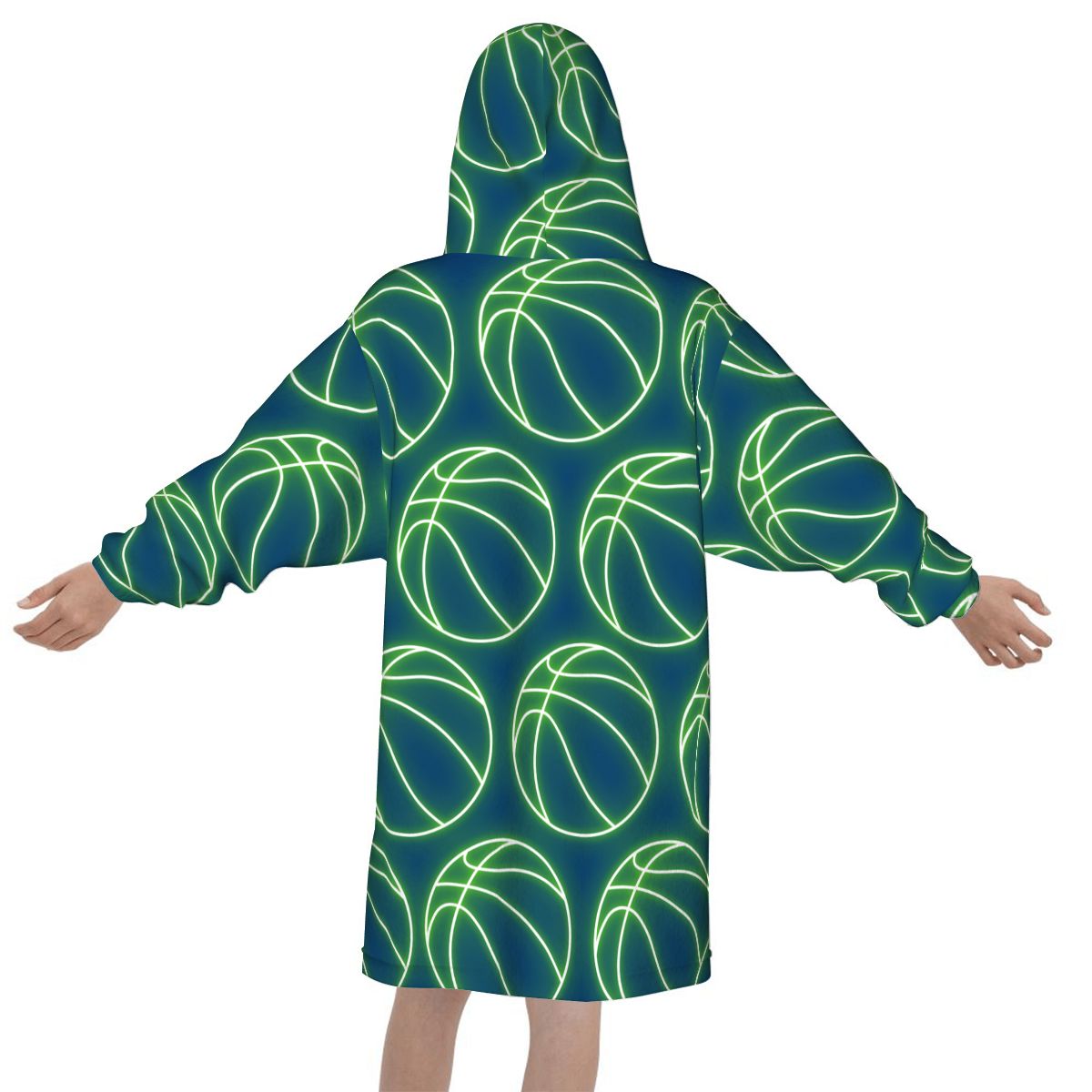 Youth Blanket Sweatshirt - Neon Green Basketball Midnight