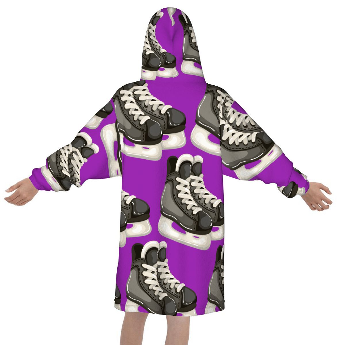Youth Blanket Sweatshirt - Hockey Skates Purple