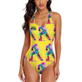 Cross-Back One Piece Swimsuit Women - Hockey Drip Flo Yellow