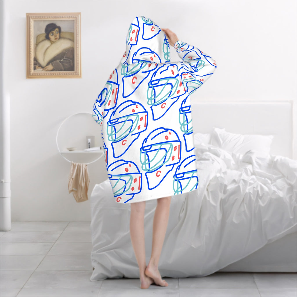 Adult Blanket Sweatshirt - Goalie Helmet Sketch White