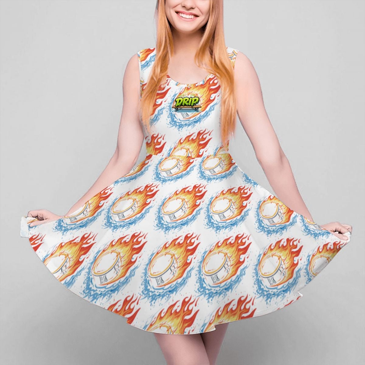 Women's Game Day Dress - Flamin Hockey Pucks White