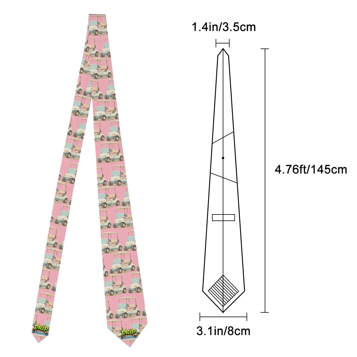 Game Day Tie - Golf Carts Vintage Pink