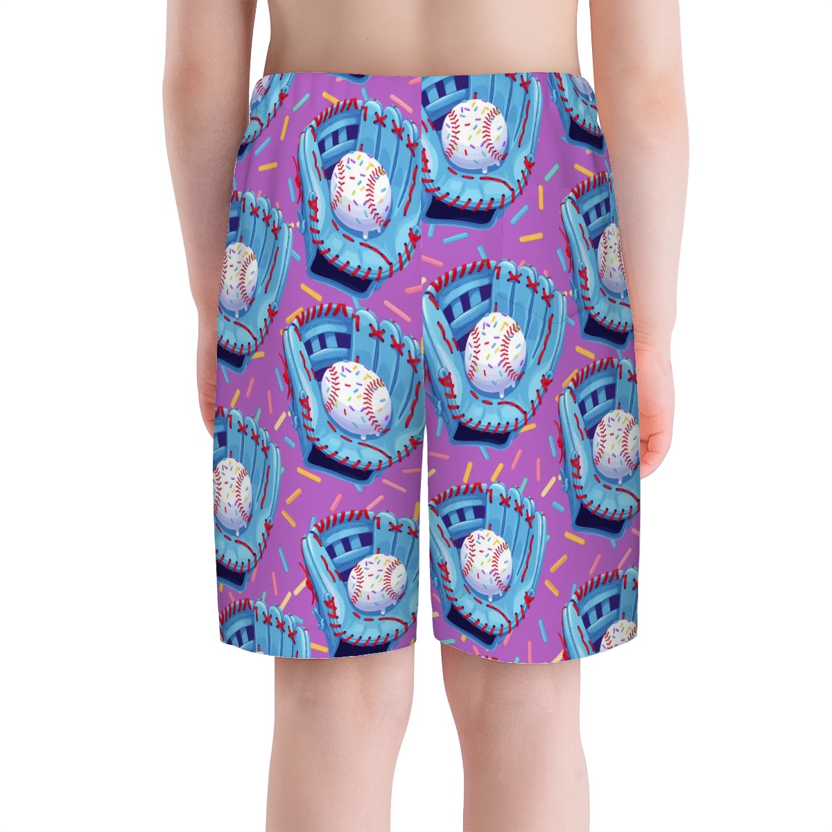 Youth Swim Shorts - Baseball Sprinkles Drip Purple