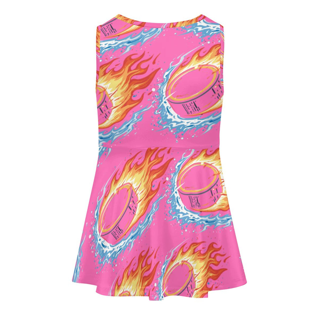 Girl's Game Day Dress - Flamin Hockey Pucks Hot Pink