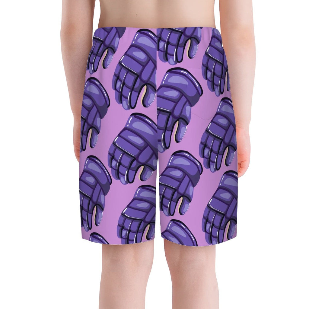 Youth Swim Shorts - Purple Hockey Gloves Light Purple