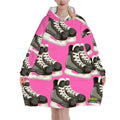 Adult Blanket Sweatshirt - Hockey Skates Hot Pink