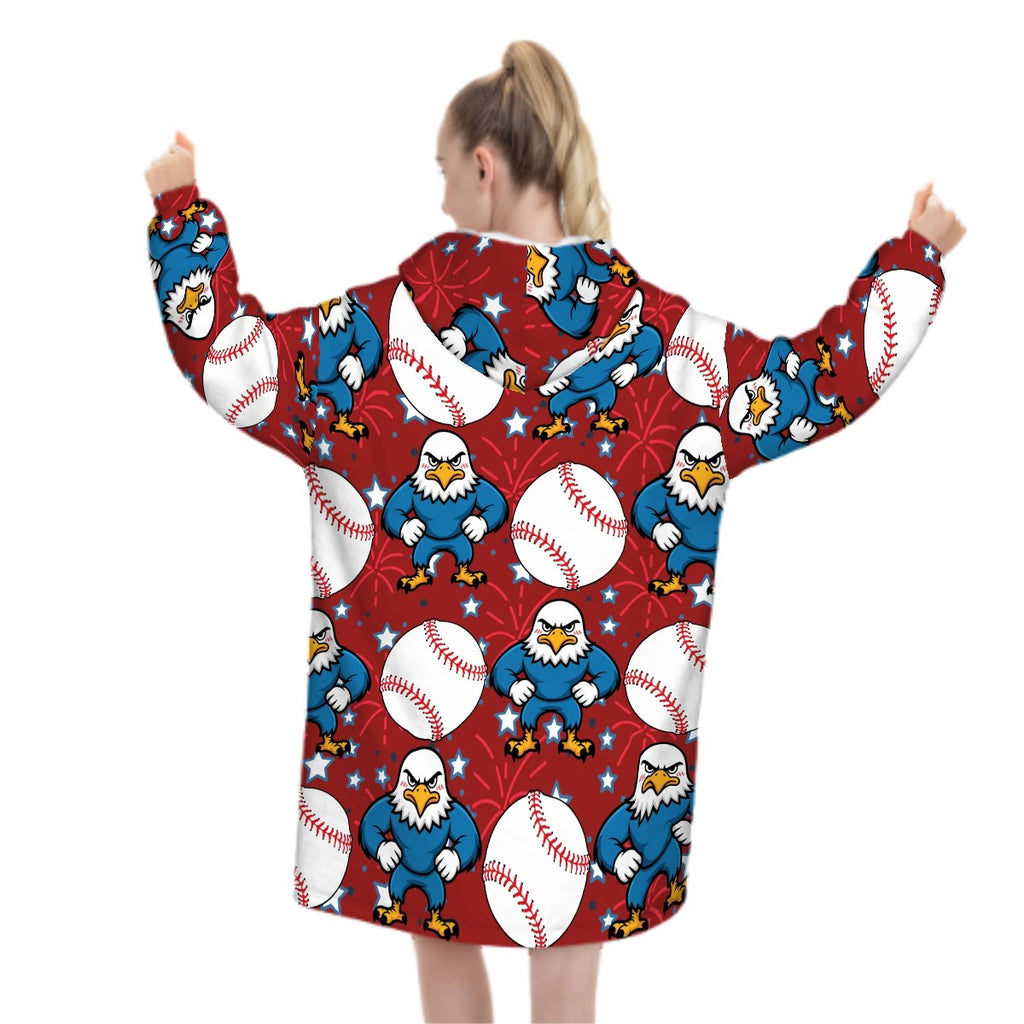 Adult Blanket Sweatshirt - Stars and Strikes Classic Red