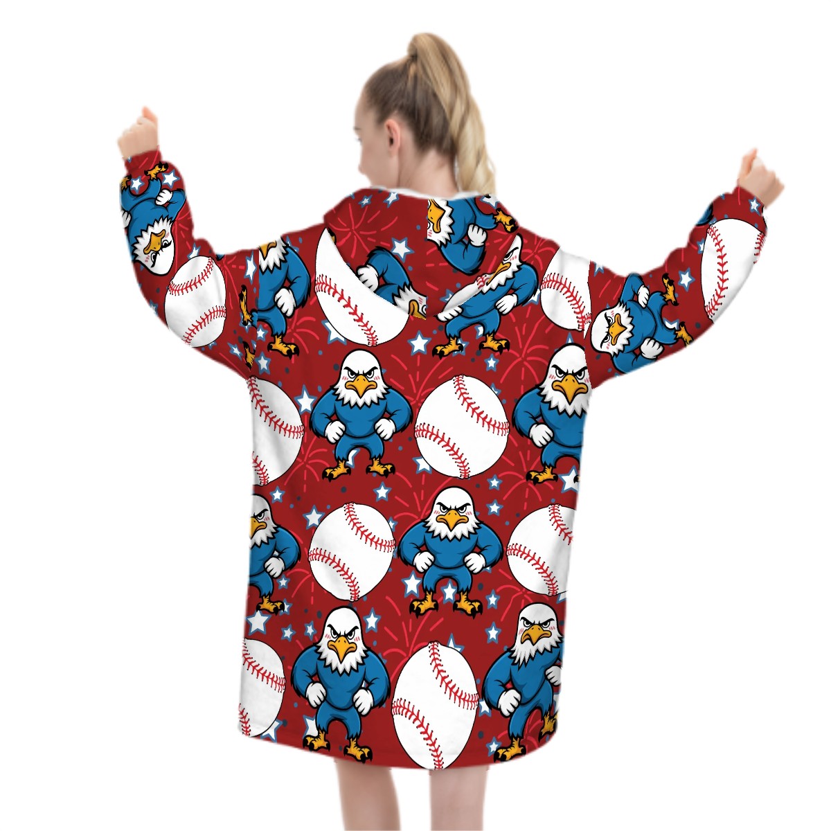 Adult Blanket Sweatshirt - Stars and Strikes Classic Red