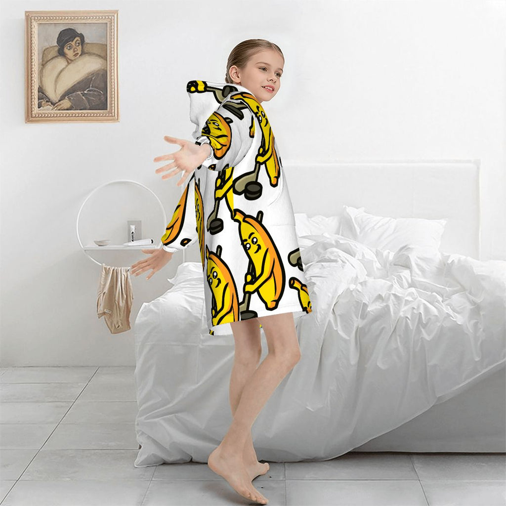 Youth Blanket Sweatshirt - Bananas for Hockey White