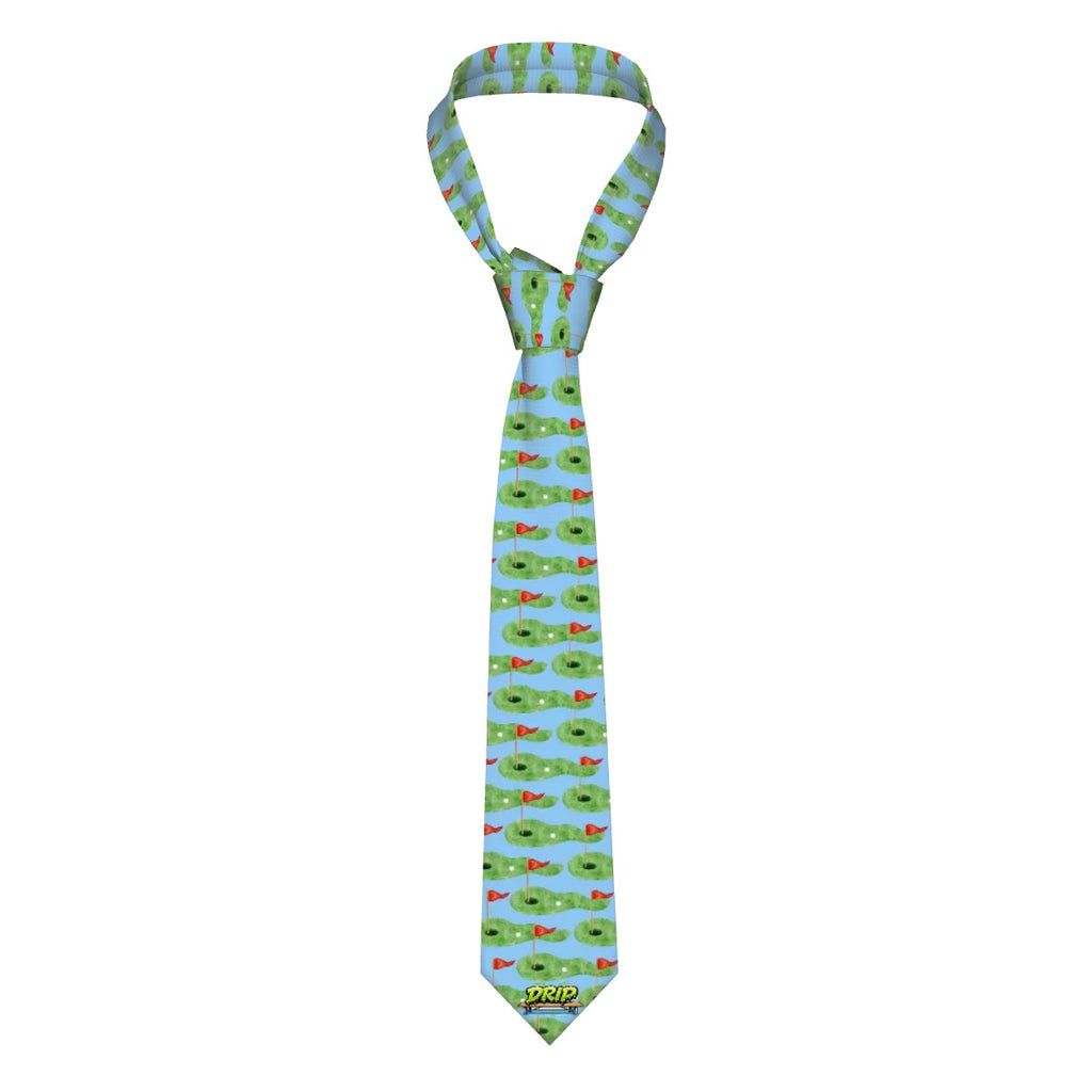 Game Day Tie - Golf Hole and Flag Blue