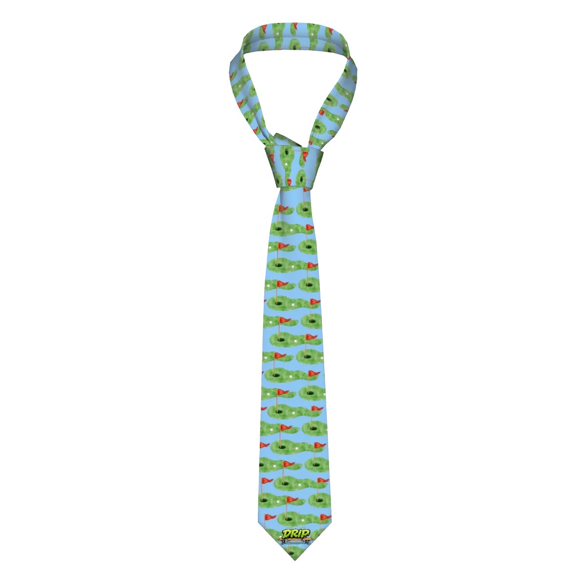 Game Day Tie - Golf Hole and Flag Blue