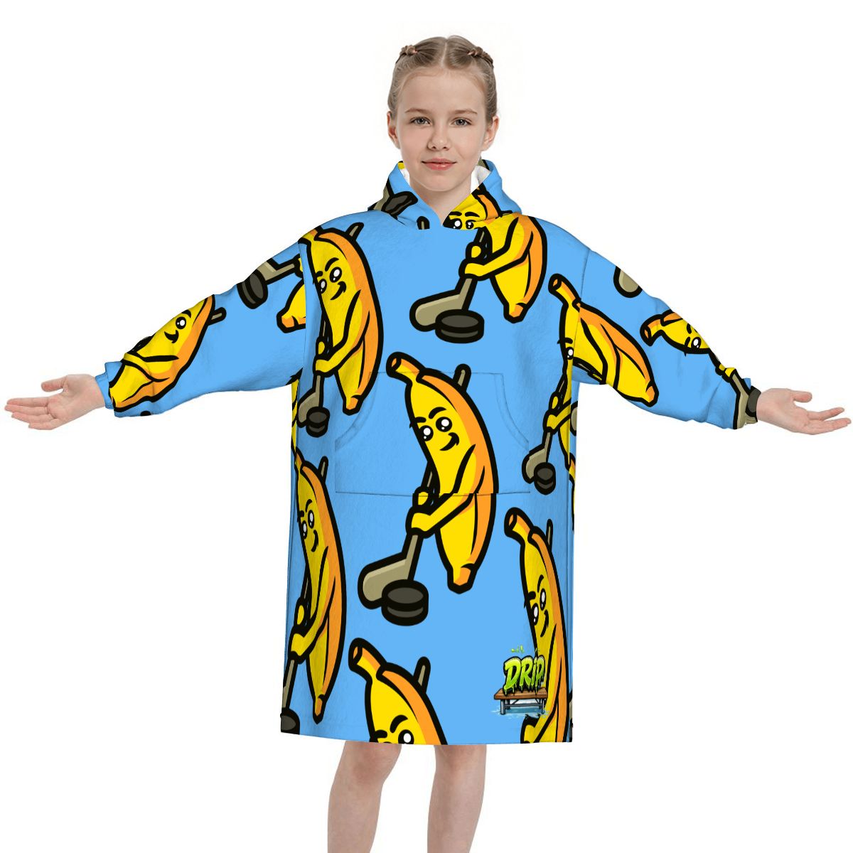 Youth Blanket Sweatshirt - Bananas for Hockey Sky Blue