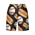 Men/Teen Swim Shorts - Baseballs and Hotdogs Black