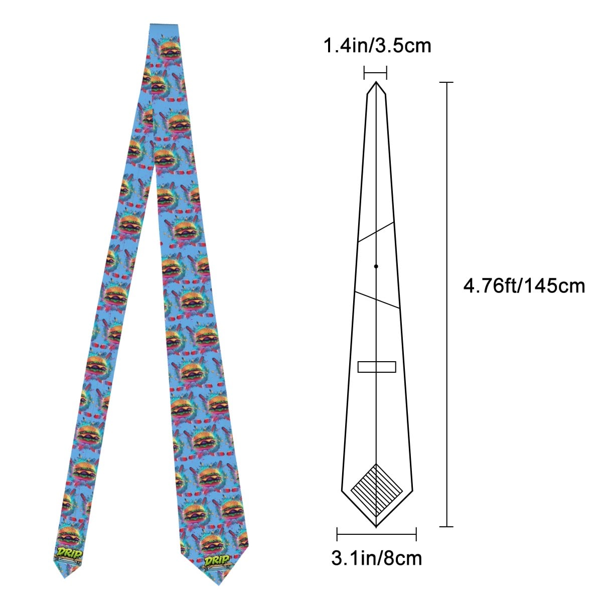 Game Day Tie - Cheeseburger and Hockey Sauce Blue