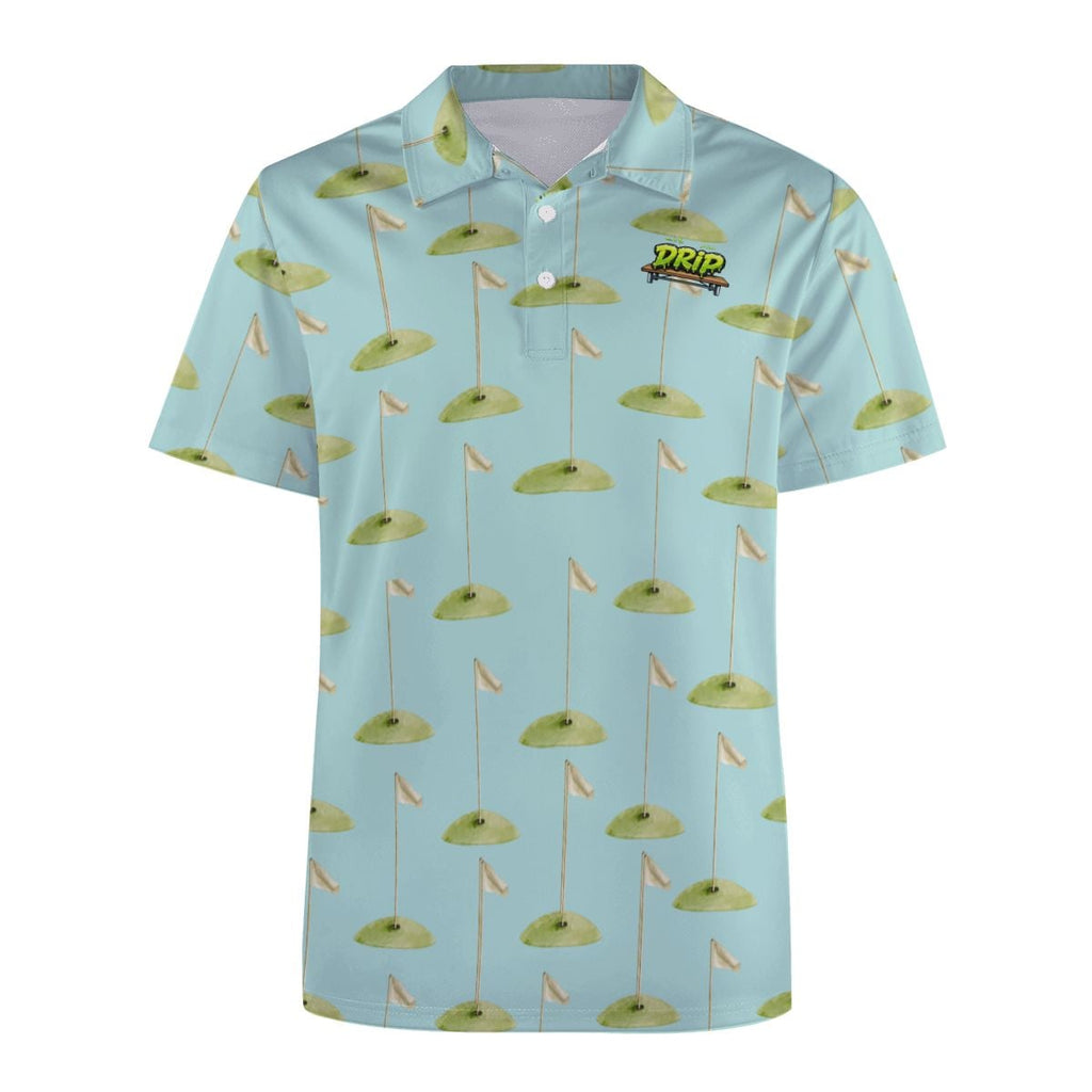 Uncle Golf Shirt - Hole Flag Sketch Blue