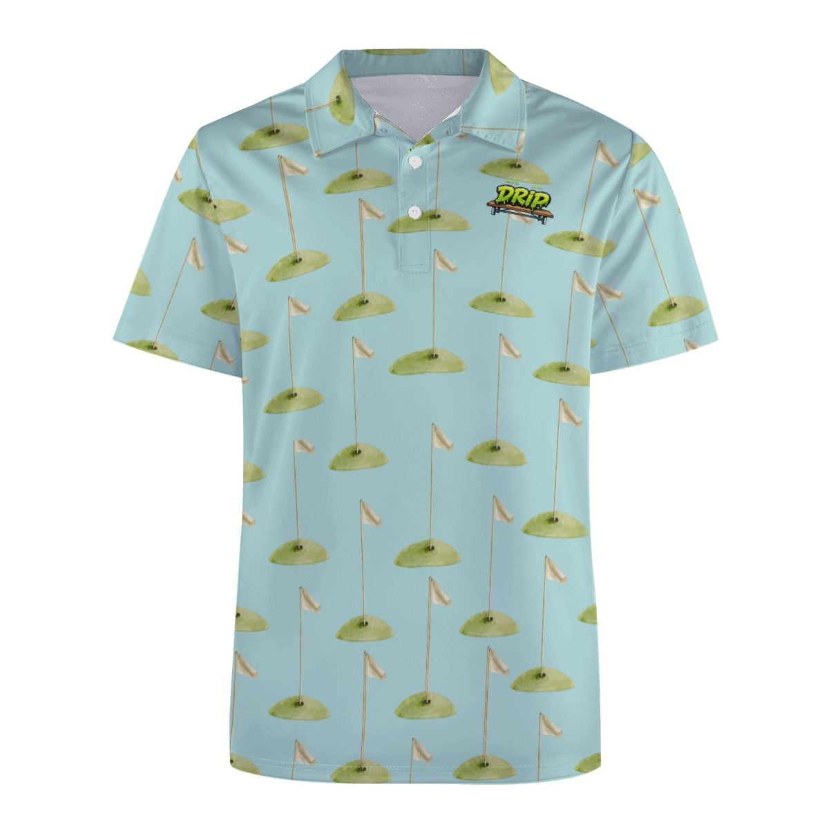 Uncle Golf Shirt - Hole Flag Sketch Blue