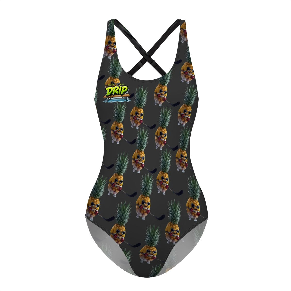 Cross-Back One Piece Swimsuit Women - Piney Snipes Charcoal