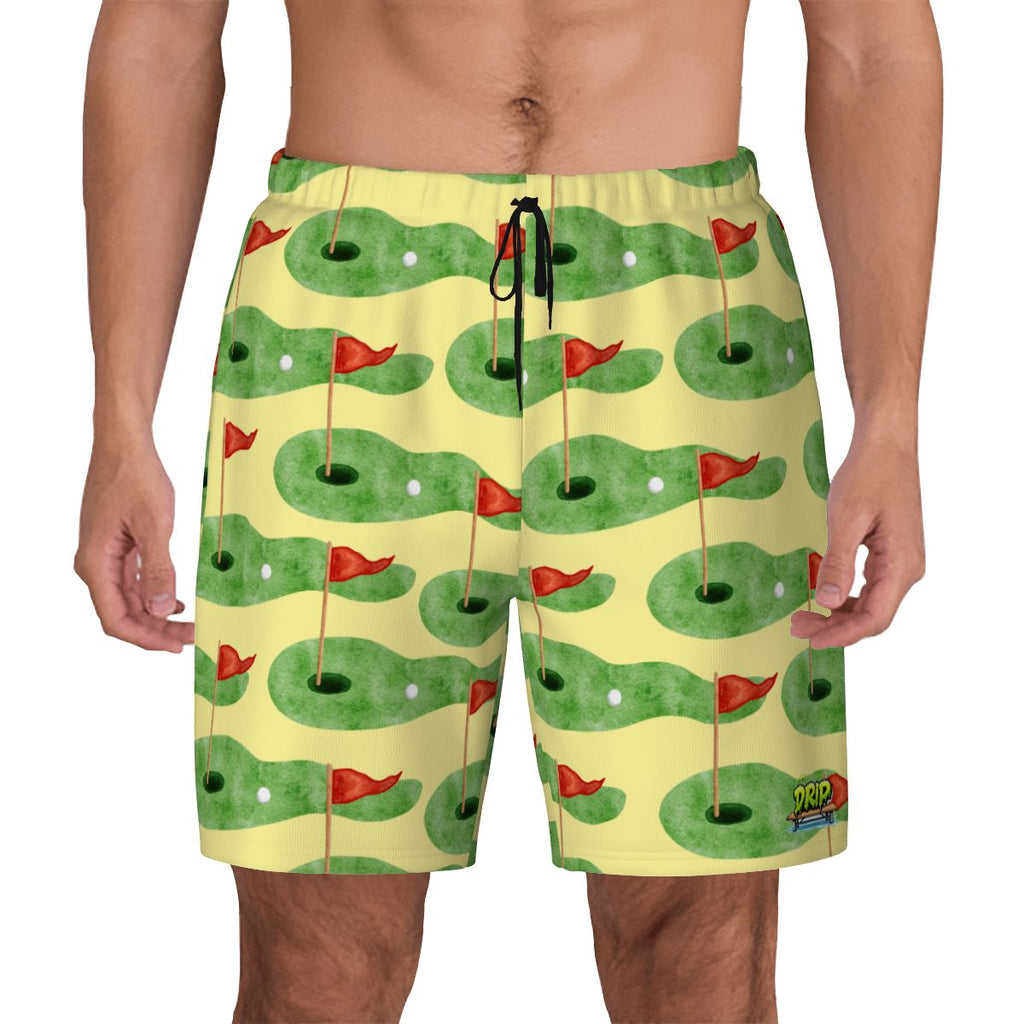 W2W Pro Mesh Hybrid Shorts - Green Hole Sketch Yellow