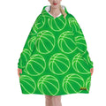 Adult Blanket Sweatshirt - Neon Basketballs Classic Green