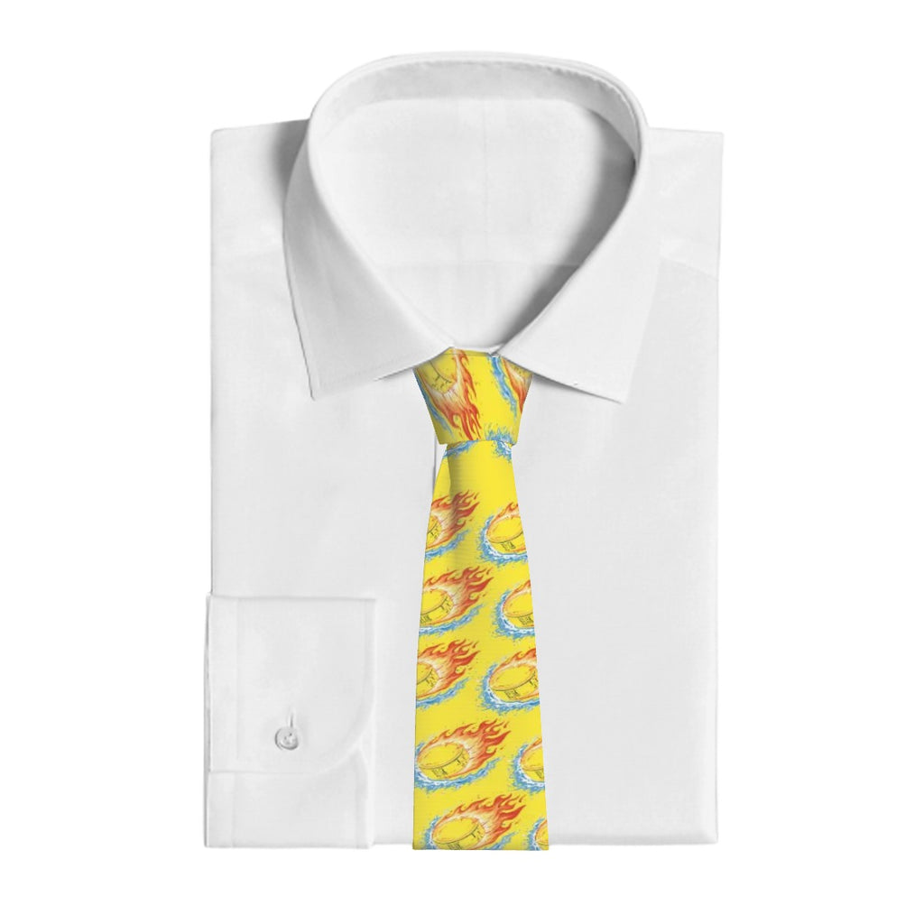 Game Day Tie - Flamin Hockey Pucks Yellow