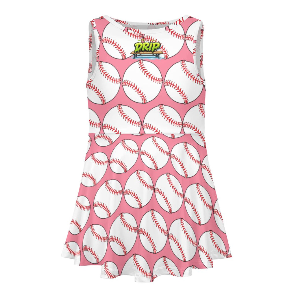 Girls Game Day Dress - Classic Baseball Pink