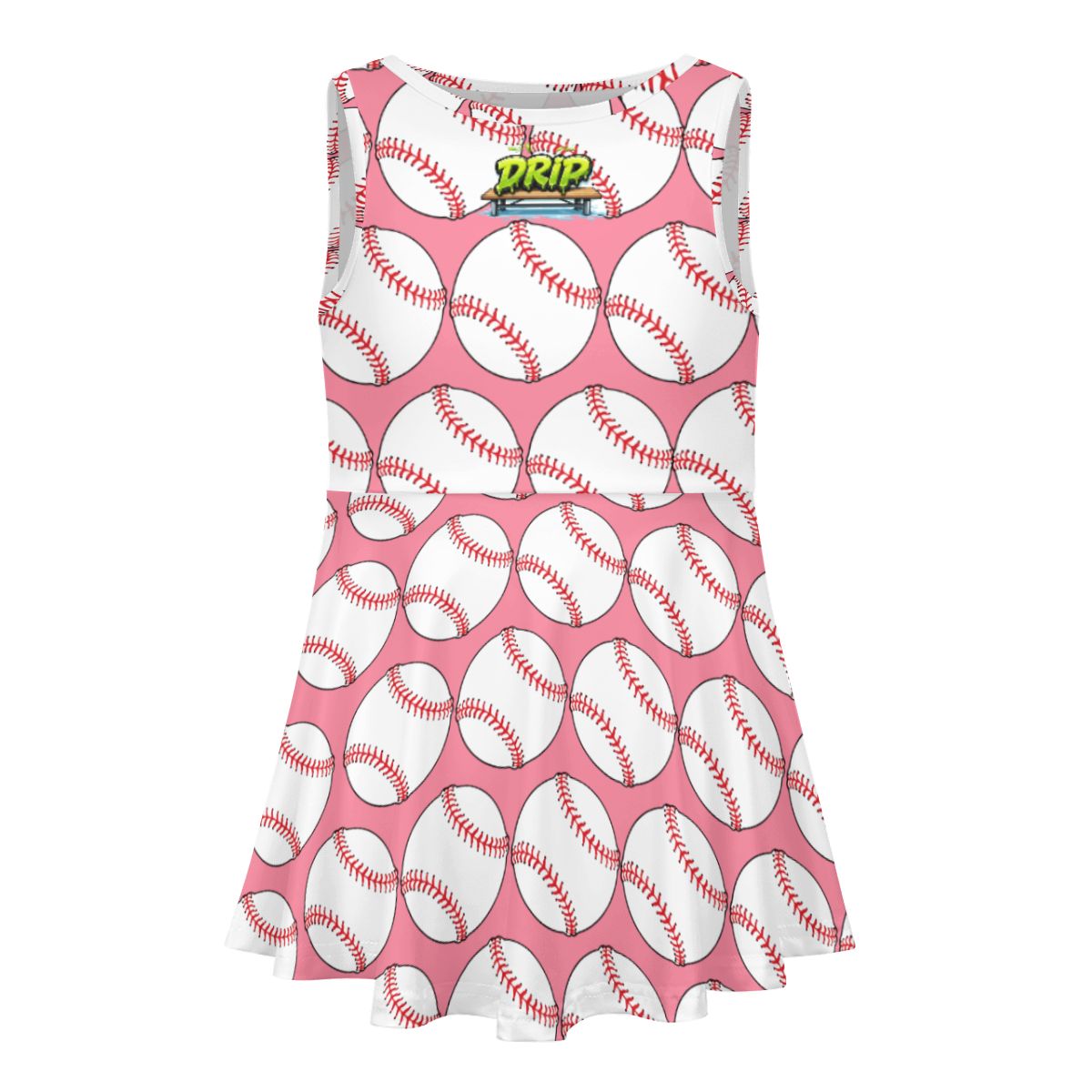 Girls Game Day Dress - Classic Baseball Pink