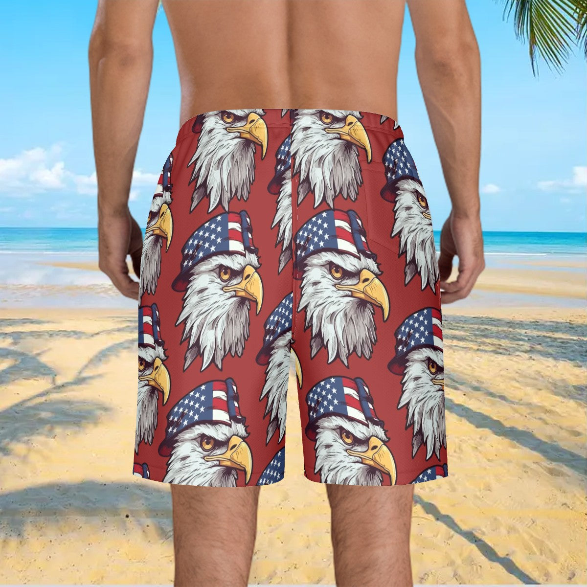 Men/Teen Swim Shorts - Eagles Fly Classic Red