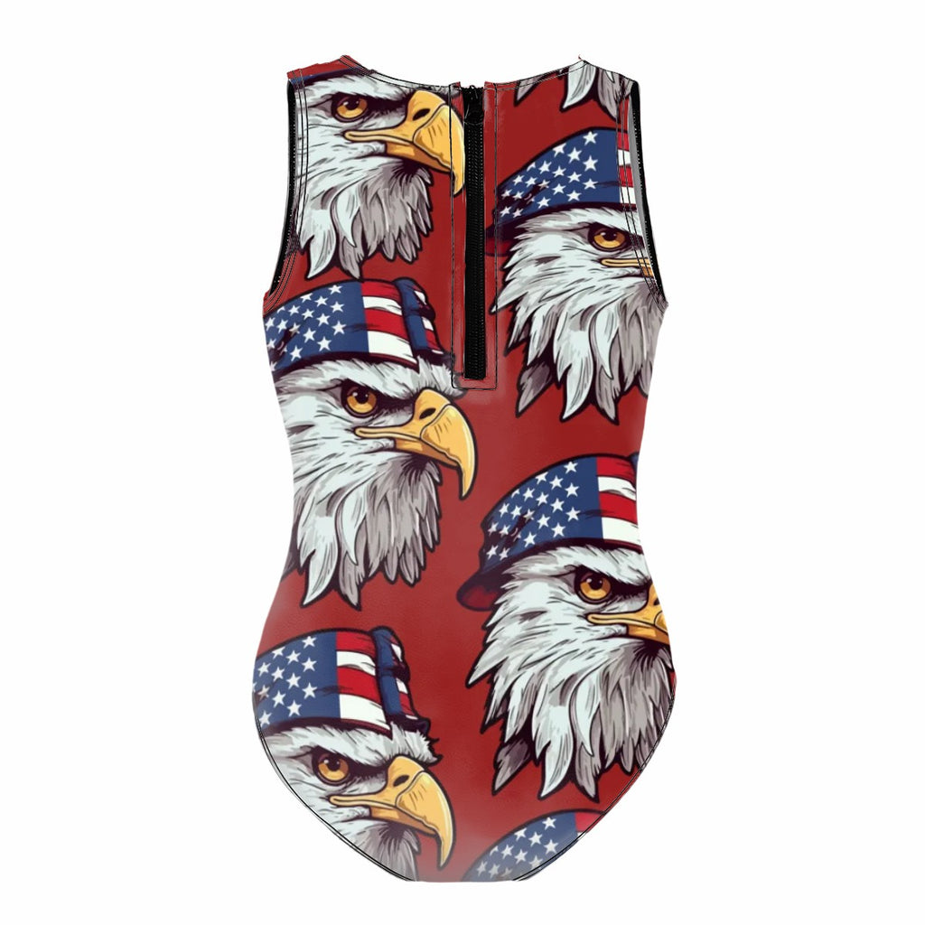 Girls One Piece Swimsuit - Eagles Fly Classic Red