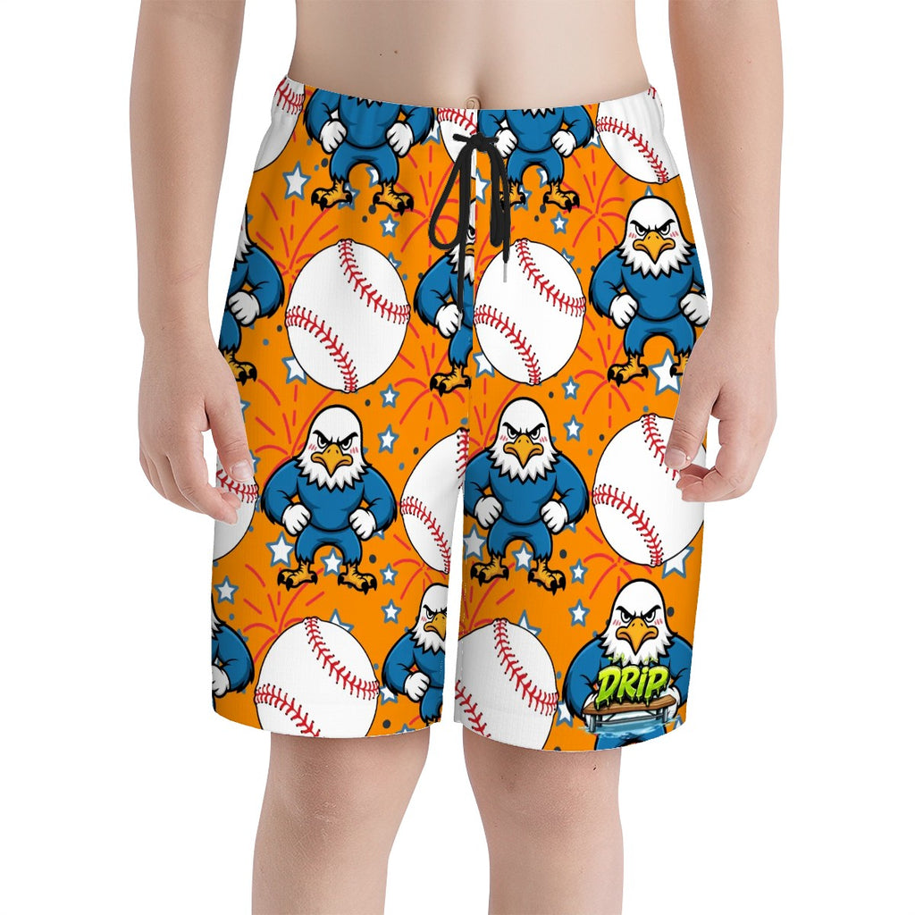 Youth Swim Shorts - Stars and Strikes Orange