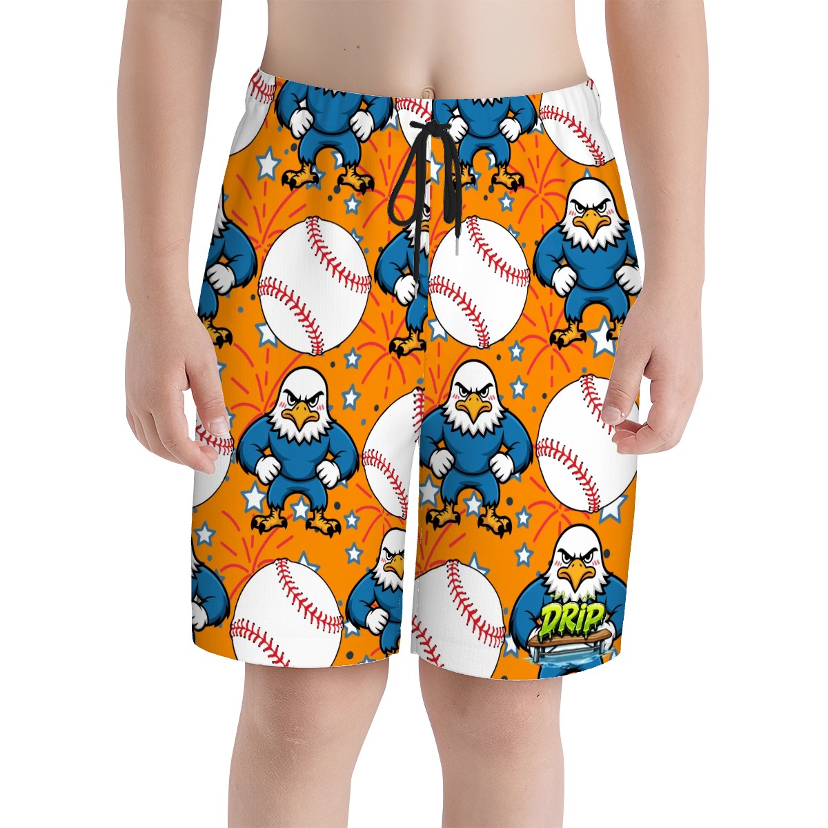 Youth Swim Shorts - Stars and Strikes Orange